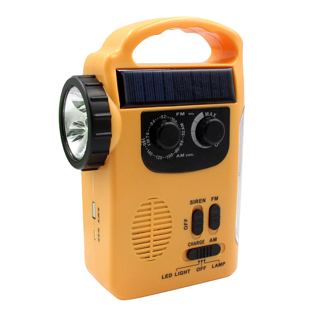 

Electronics Portable FM AM Radios Camping Emergency LED Lamp Power Bank Automotive Hand Crank Outdoor Home Solar Dynamo