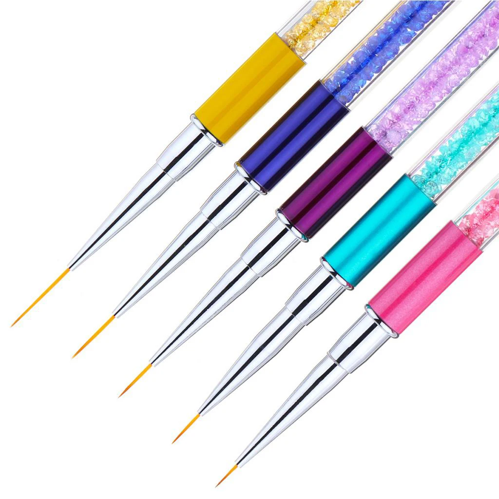 

5Pcs Salon Nail Art Liner Brushes Pens Set 7/9/11/14/19mm Rhinestone Handle