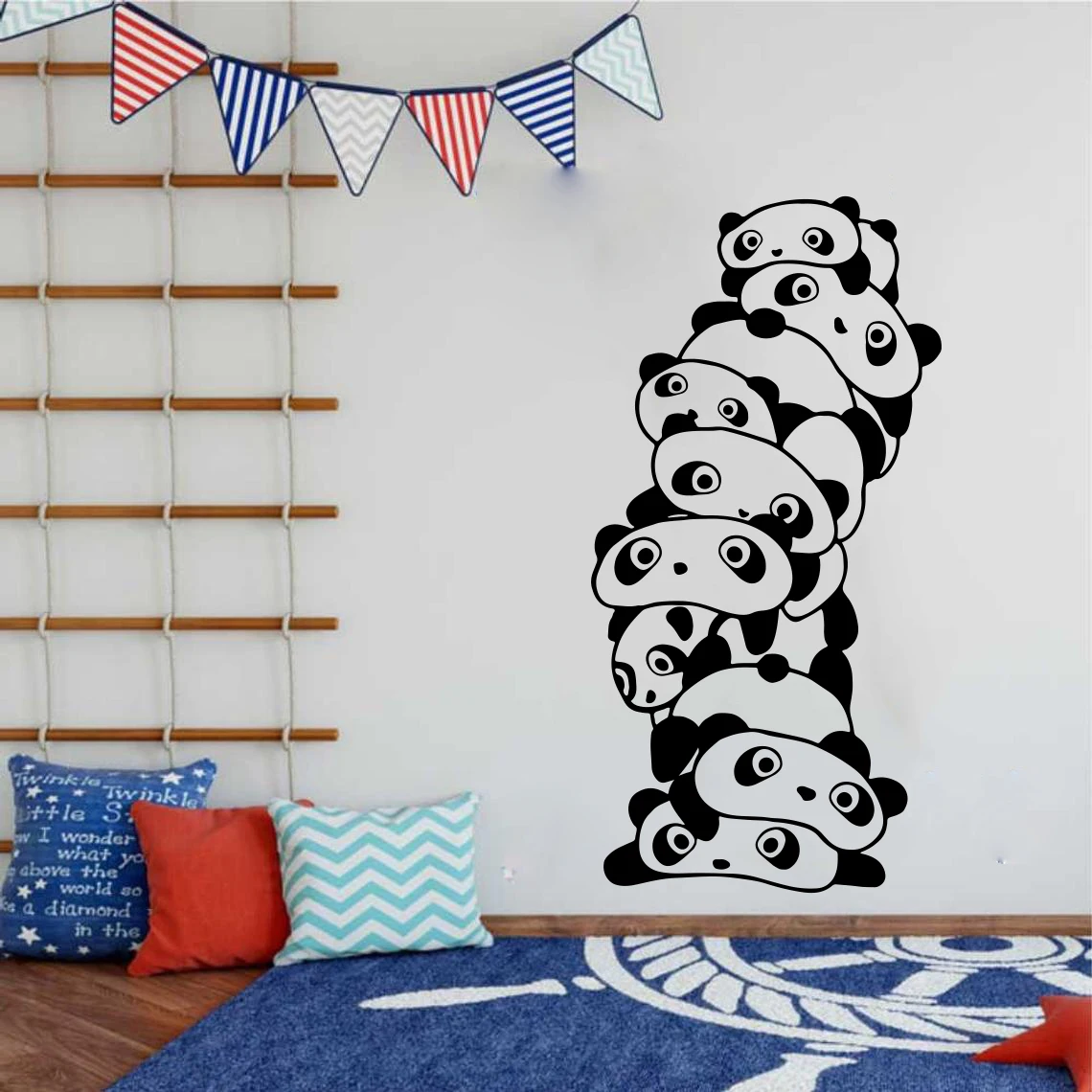 

Cute Panda Family Wall Sticker Baby Nursery Kids Room Zoo Animal Bear Wildlife Wall Decal Bedroom Vinyl Home Decor