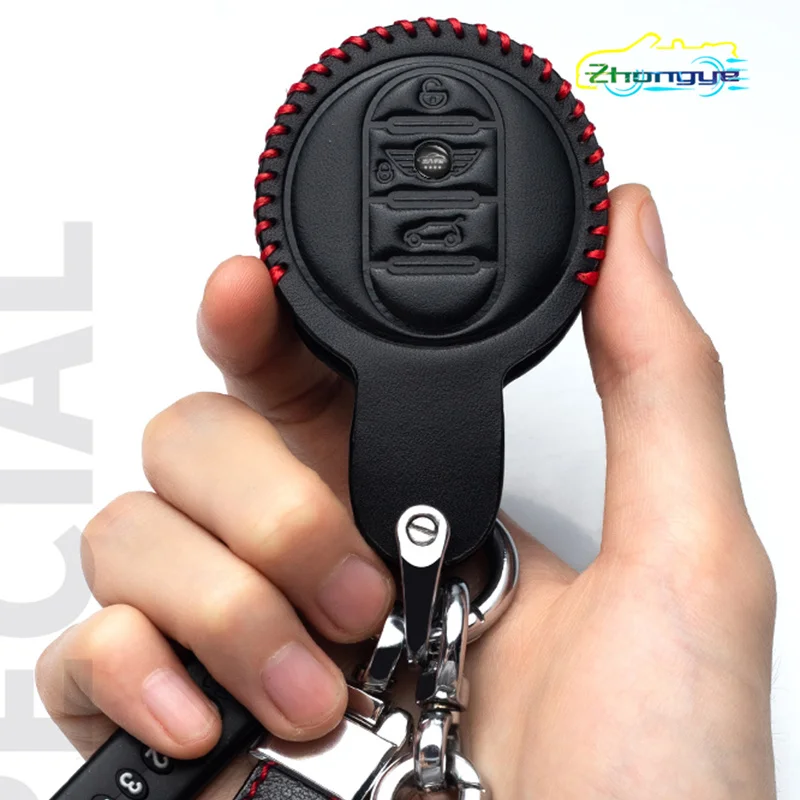 

Car Leather Key Case Metal Key Chain Buckle Key Cover For MINI ONE Cooper S JCW R55 R56 5R9 R60 R61 F55 F56 F57 F60 Accessories