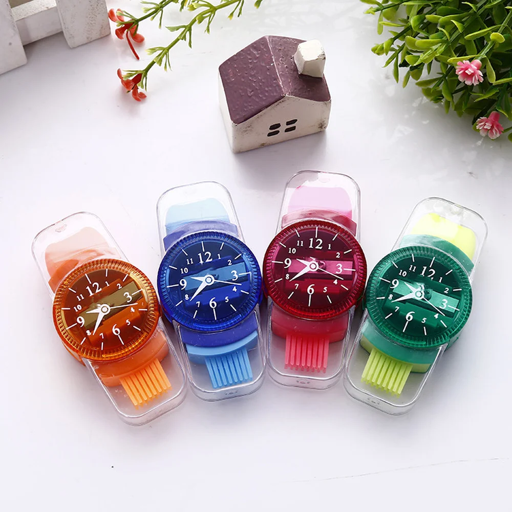 2 шт. креативные часы точилки для карандашей с ластиком кисти Kawaii Канцелярские