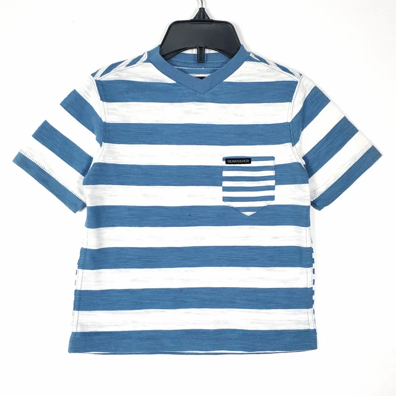 Белая футболка с карманом в полоску для маленьких мальчиков 2 года|Футболки