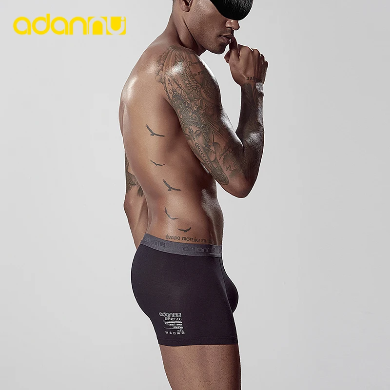 Мужские боксеры ADANNU черные дышащие трусы из модала быстросохнущие шорты нижнее