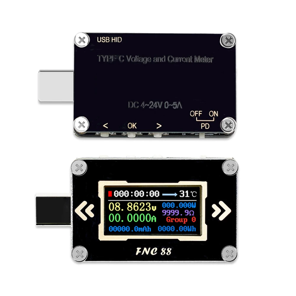 FNC88 Тип C PD триггер USB Вольтметр Амперметр Напряжение 2 Way измеритель величины тока