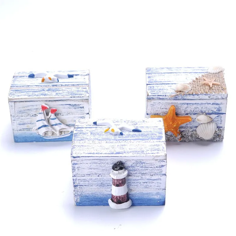 1 шт. Мини Деревянный пиратский ящик для хранения ювелирных изделий в форме