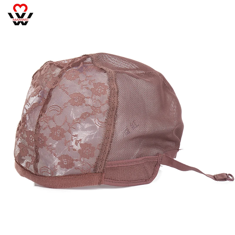 

MANWEI Black Weave Caps for Sew in Hair Weft Large Medium Small Wig Cap for Making Wigs with Adjustable Strap Stocking