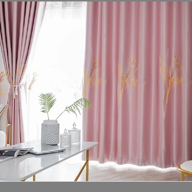 

New Chinese Style Brocade 3D Embroidered Blackout Curtains Light Luxury for Living Room Bedroom Balcony Custom Curtains Tulle