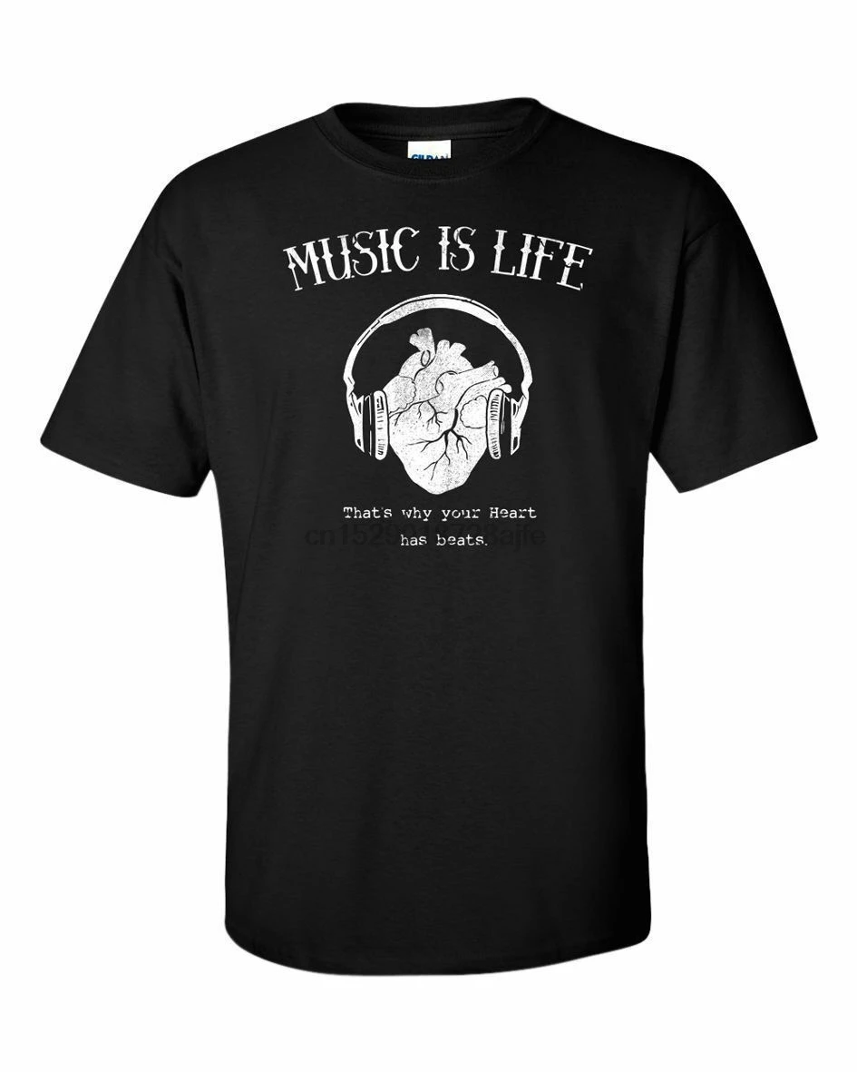 

Heart Headphones Club T-Shirt Mens Techno Music Life