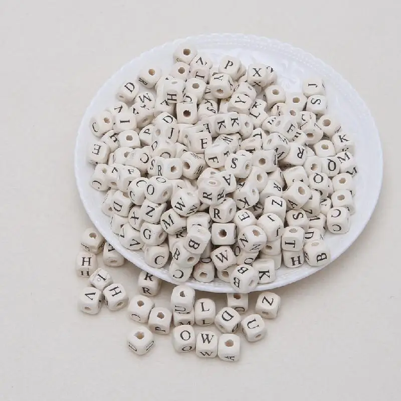 Деревянный Алфавит бусина буква для игрушечный браслет ожерелье ювелирные