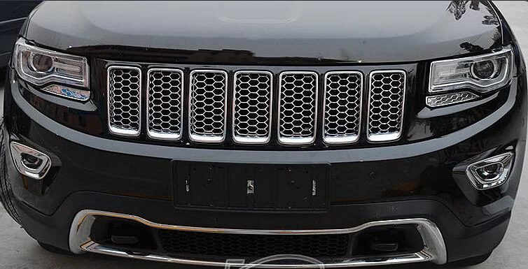 3x сетка ABS хромированные планки решетка крышки вставки подходят для Jeep Grand Cherokee 2014