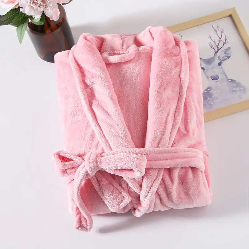 Women Winter Robes Solid Flannel Plus Velvet Lace-up Bathrobes Casual Simple Kimono Long Sleeve Warm Sleepwear Lounge Home Wear | Женская