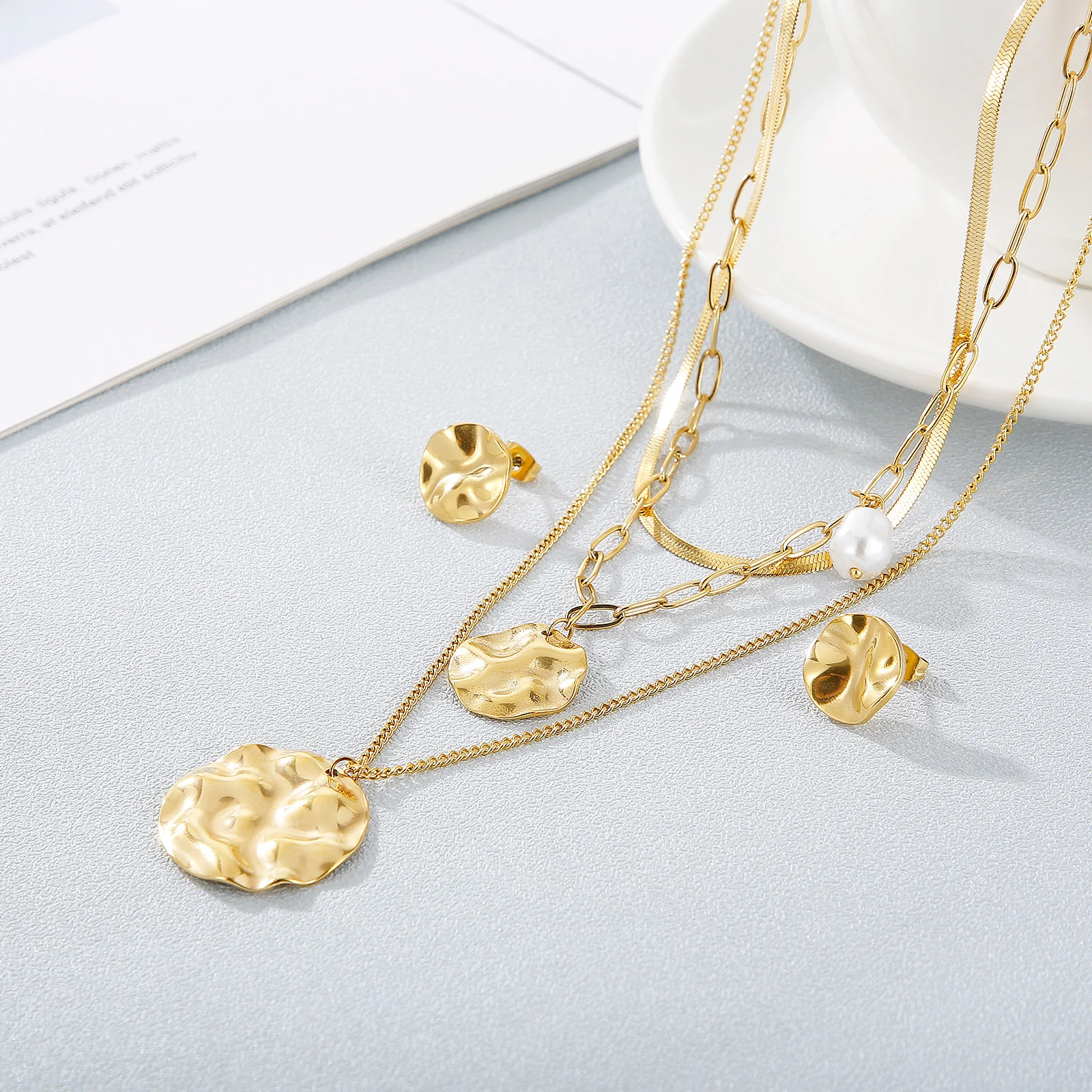 Kalen модный дешевый ювелирный набор золотого цвета из нержавеющей стали круглые