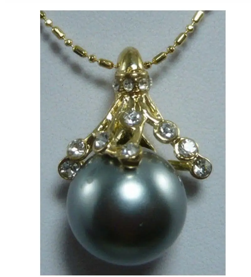 Оптовая цена 16new ^^^^ огромный большой 14 мм черный серый Южный Морец жемчужный