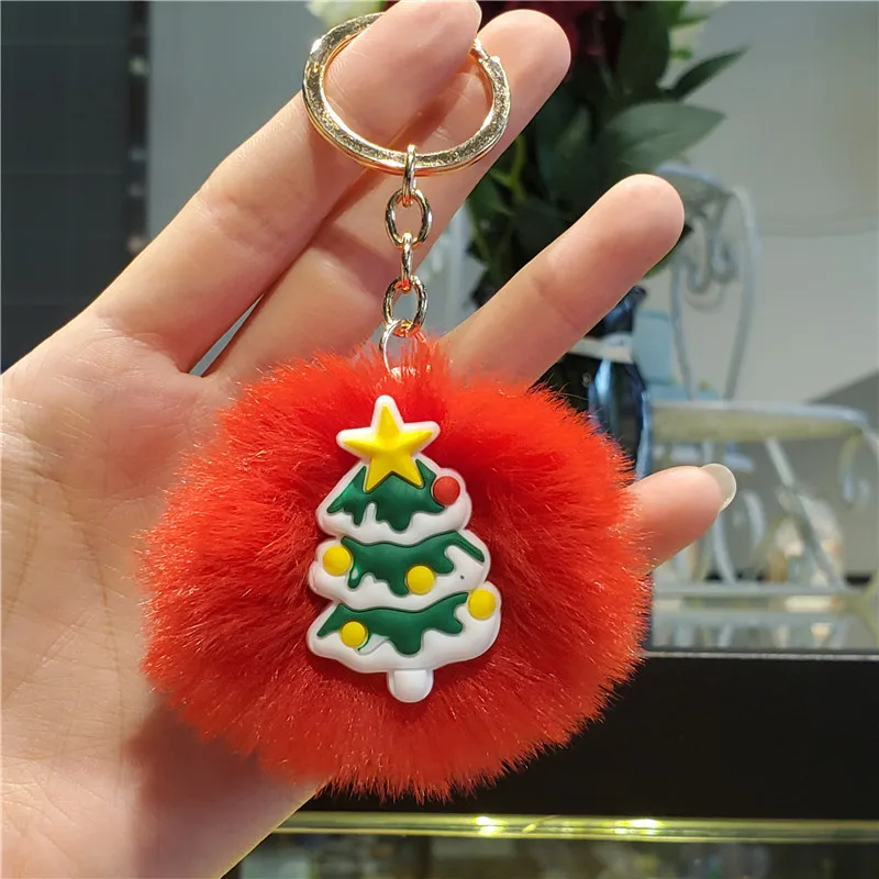 Рождественский олень Снеговик рождественская елка Санта-Клаус пушистый брелок