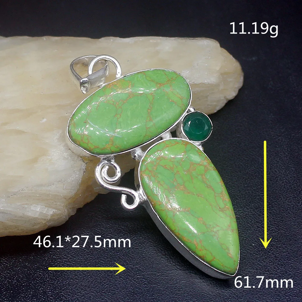 

Gemstonefactory Jewelry Big Promotion 925 Silver Elegant Green Turquoise Agate Charm Women Ladies Gifts Necklace Pendant 0905
