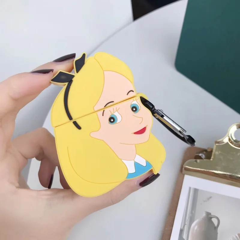 Для AirPods чехол силиконовый милый чехол для наушников принцессы для Airpods 2 Чехол для наушников для Apple Air pods чехол для наушников карабин