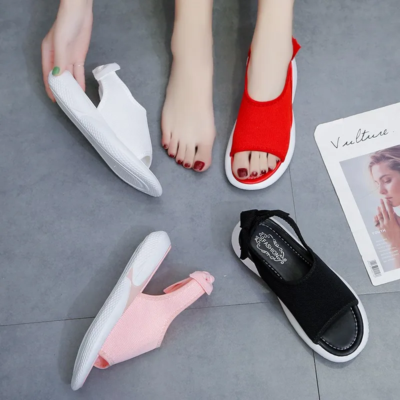 Красивые повседневные сандалии на толстой подошве в стиле ретро женские плоской