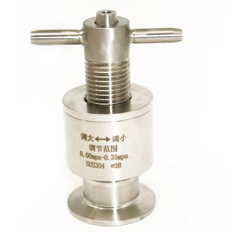 

Pipe OD 38mm Sanitary SUS 304 Tri Clamp OD 50.5mm Adjustable Pressure Relief Reducing Valve 0.5-6 Bar Safety Exhaust Vent Valve