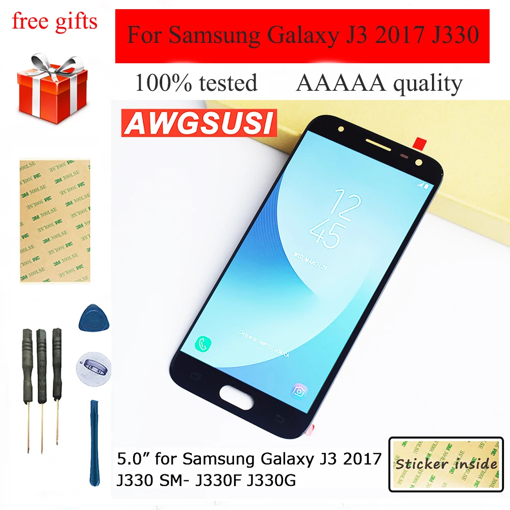 Для Samsung Galaxy J3 2017 J330 SM J330F J330G сенсорный экран дигитайзер сенсор + ЖК дисплей