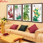 Алмазная 5D картина, круглая вышивка в китайском стиле, с изображением цветка, бамбука, орхидеи, бамбука, хризантемы, для гостиной