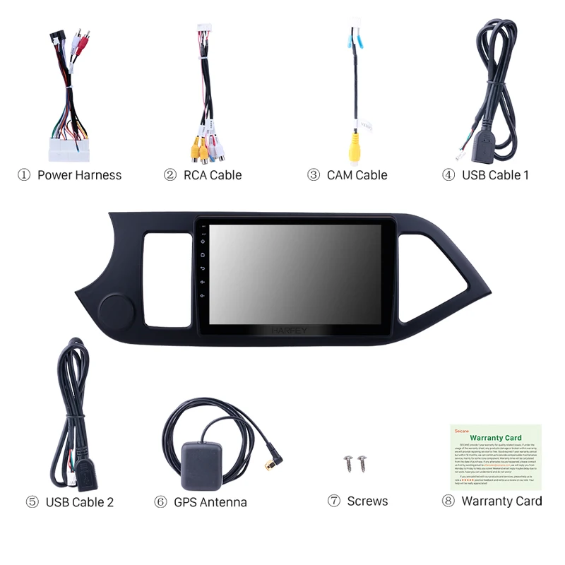 Автомобильный мультимедийный плеер Harfey Android 9 0 GPS для 2011 2012 2013 2014 KIA PICANTO Morning HD 1024*600