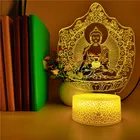 USB настольная лампа, 3D акриловый ночник, светодиодный светильник, фигурка Властелина Будды, ночсветильник, атмосферное украшение, искренний подарок для буддистов