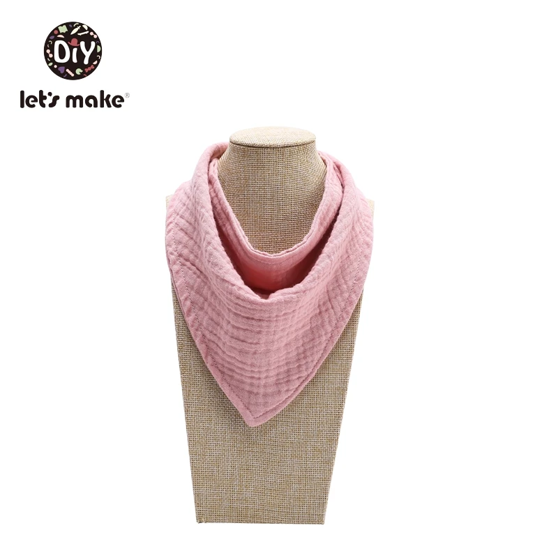 pink Let's Make/детские нагрудники, хлопковые аксессуары для новорожденных,, 1 шт., одноцветные мягкие треугольные полотенца на кнопках, Слюнявчики для кормления - Color: pink