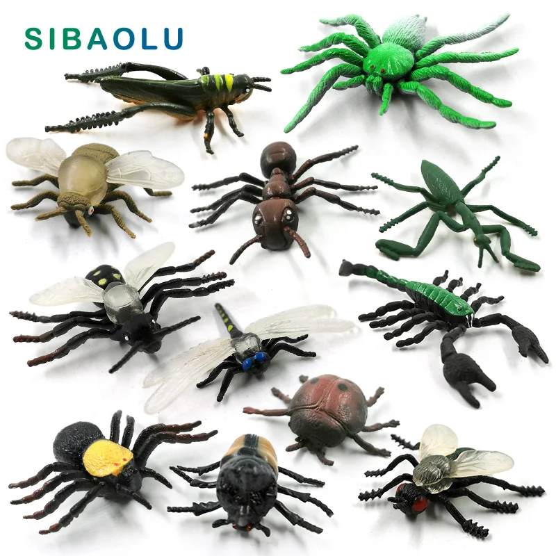 

12pc Insect Fly Spider Ant Mantis Scorpion figurine Animal model home decor miniature fairy garden decoration accessories modern