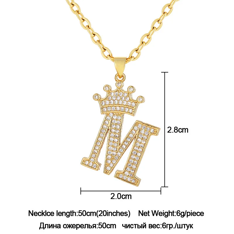 

Trendy Personality Stainless Steel Crown Letter Pendant Necklace for Women New Gold Chain Statement Necklace Jewelry Gift