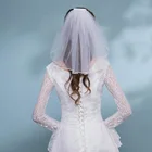 Простая короткая свадебная фата, свадебная Тюлевая Фата с гребнем, с лентой по краю, для украшения свадебной вечеринки, белого цвета