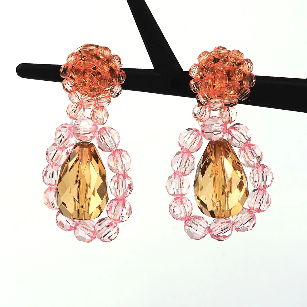 Boho Statement ZA серьги ювелирные изделия женские ручной работы пластиковые хрустальные бисерные DIY серьги женские большие длинные висячие серьги