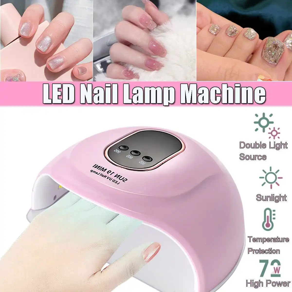 

УФ-лампа для сушки гель-лака, 72 Вт, с датчиком и ЖК-дисплеем