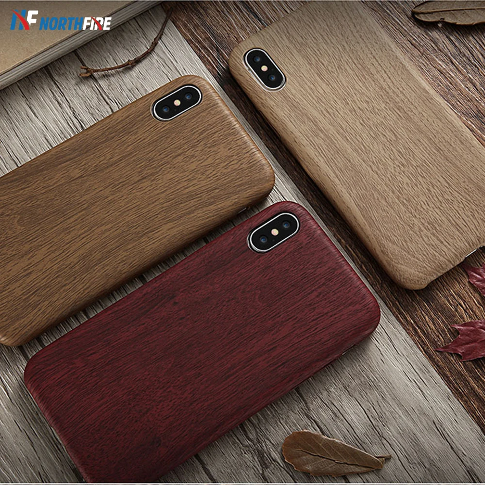 NORTHFIRE Wood Case For iPhone 6 7 8 plus X XS Max XR Leather Business Phone 5 5s SE Soft PU Cover Fundas Coque |