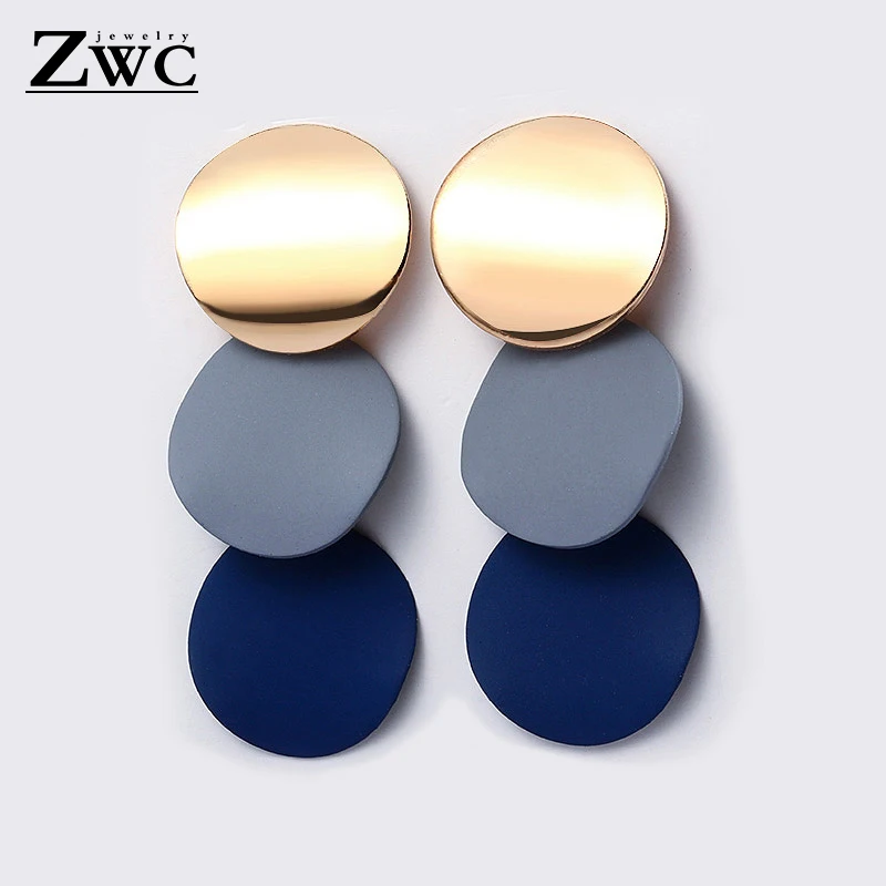 Модные уникальные металлические висячие серьги ZWCW для женщин винтажные