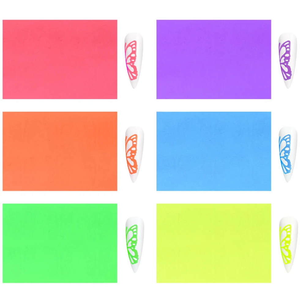 3D Fluorescent Sticker Self Adhesive Fluorescence Nail Art Stickers Butterfly Decal Wraps Manicure Tool | Красота и здоровье