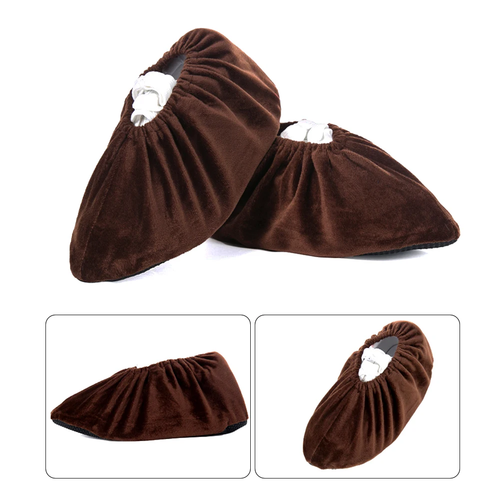 

5pairs Velvet Soft Washable Elastic Reusable Shoe Cover Non Slip For Household Office Laboratory Adults Wear Resistant Thickened