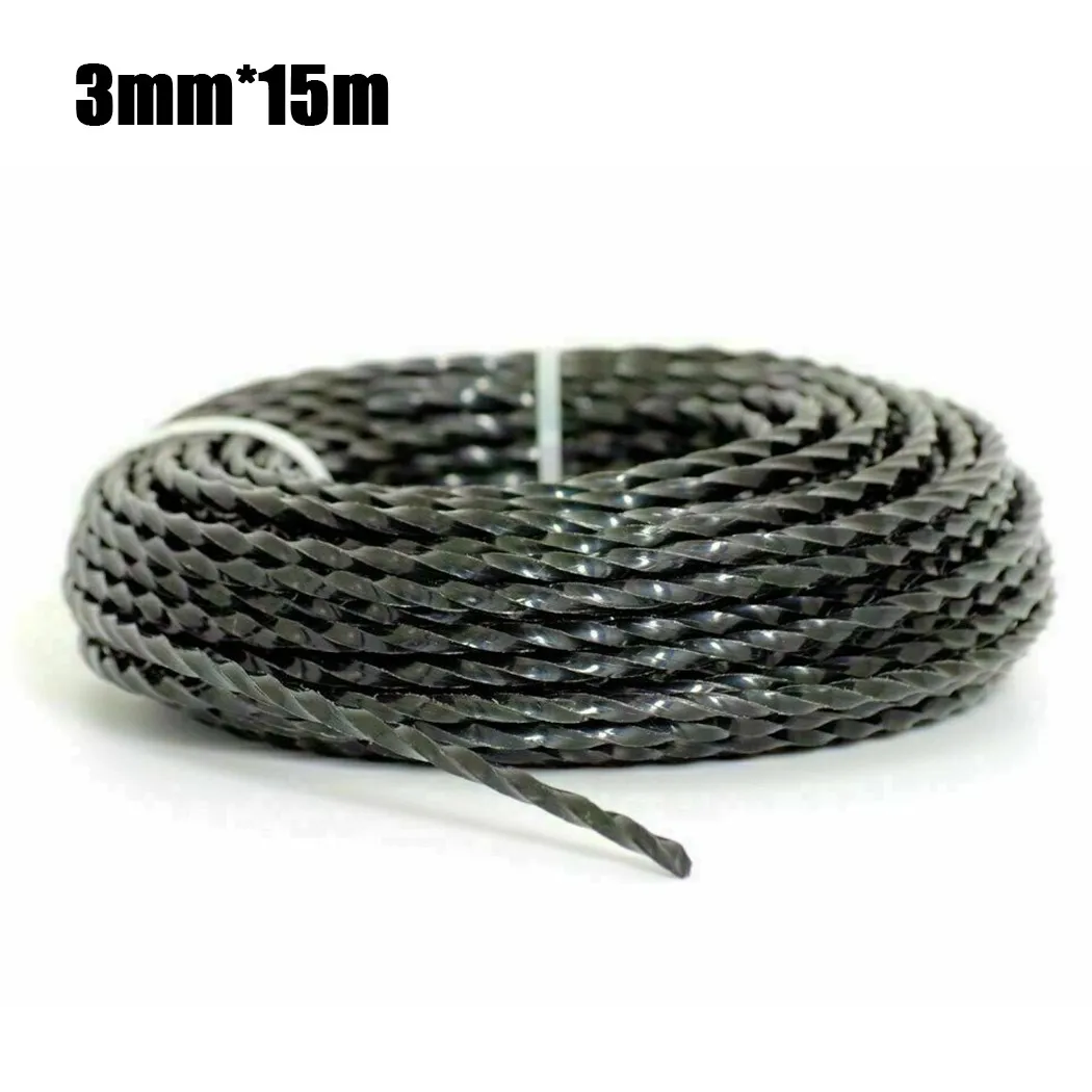 3mm X 15m Nylon Heavy Duty Strimmer Line For Petrol Strimmers Brush Cutter Wire Cord  Garden Power Tool Accessories