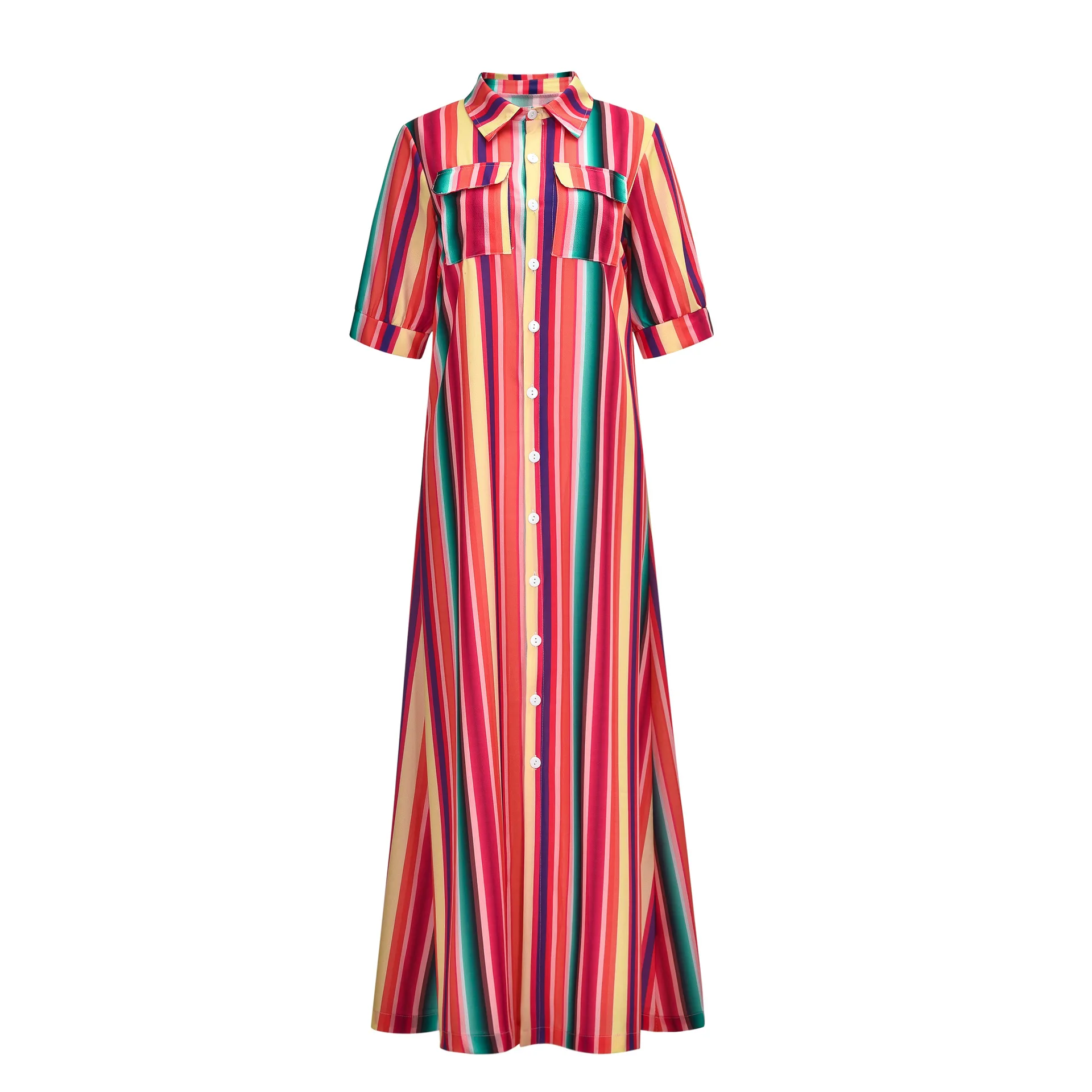 

Liva Girl Summer Women's Dress Striped Casual Long Dress Streetwear Floor-Length Sexy Shirt Vintage Maxi Dress Plus Size Shirt