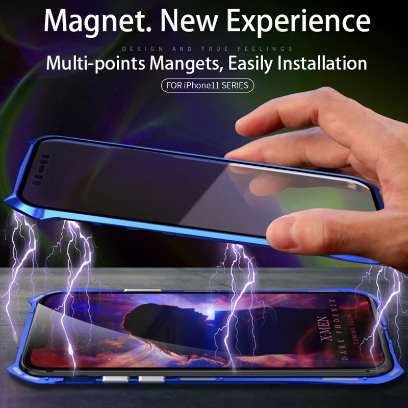 Luphie 360 Full Wrap Magnetic Case for iPhone 11 Pro Max 9H Tempered Glass Mobile Phone Cover |
