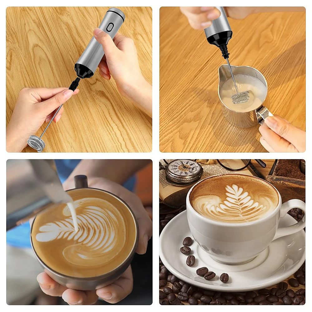 Кухонный ручной вспениватель молока мощный электрический пенообразователь с