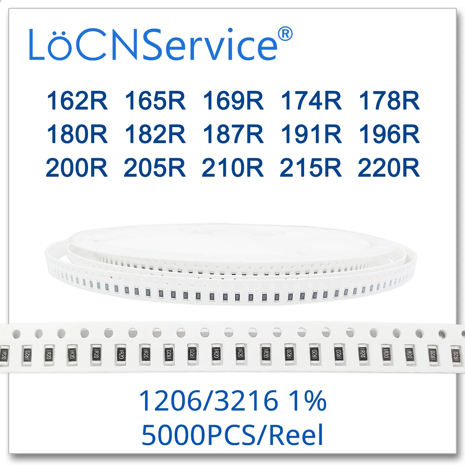 LoCNService 1206 1% 5000 шт. 162R 165R 169R 174R 178R 180R 182R 187R 191R 196R 200R 205R 210R 215R 220R 3216 резистор Ом|Запасные
