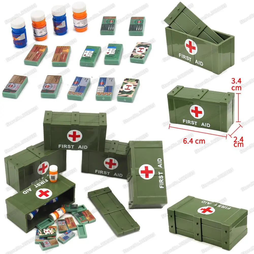 Аптечка медицинская грудь военный строительный блок WW2 материал коробка