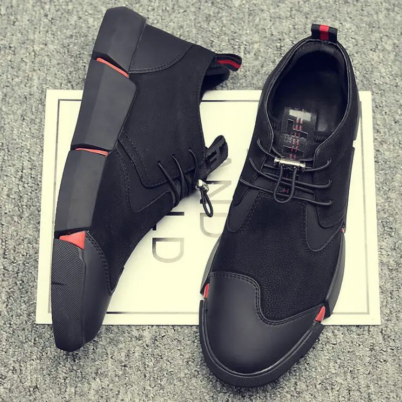 New Leather Men Shoes Breathable Casual All black flats sneaker shoes HD-65 |