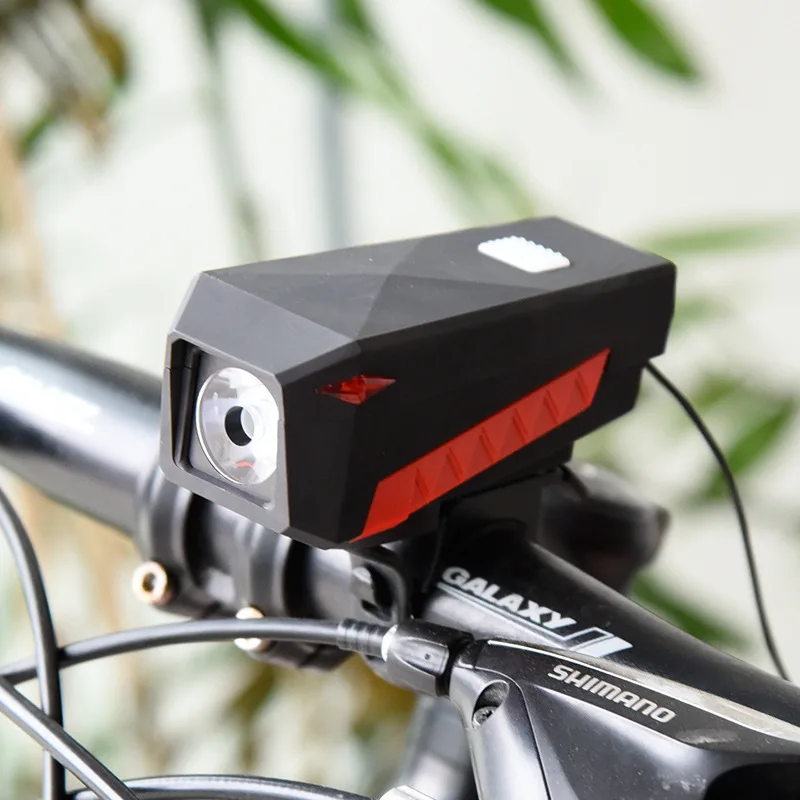 Купи Waterproof Bicycle Light USB Charging Bike Front Light Flashlight With Electronic Horn T6 Bright Bulb Cycling Head Light Horn за 799 рублей в магазине AliExpress