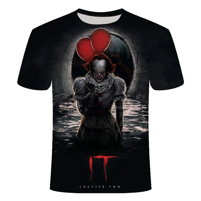 IT: Chapter Two 3D Футболка с принтом для мужчин и женщин, летняя повседневная футболка с изображением клоуна из фильма ужасов, Мужская футболка с триллером из фильма террора