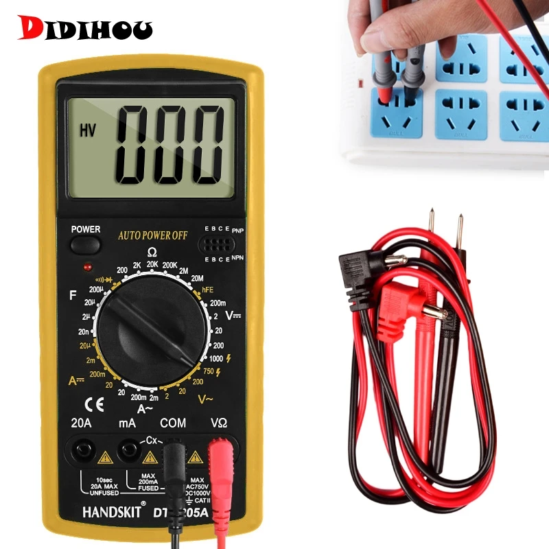 Цифровой мультиметр AC DC тестер ЖК дисплей ручной Вольтметр DT9205A портативный