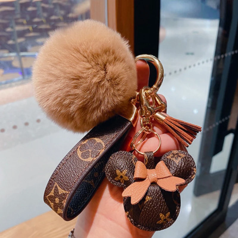 

PU Leather Mouse Cartoon Kawaii Keychain Cute Bag Pendant Fashion Couple Accessories Personality Car Plush Keychain