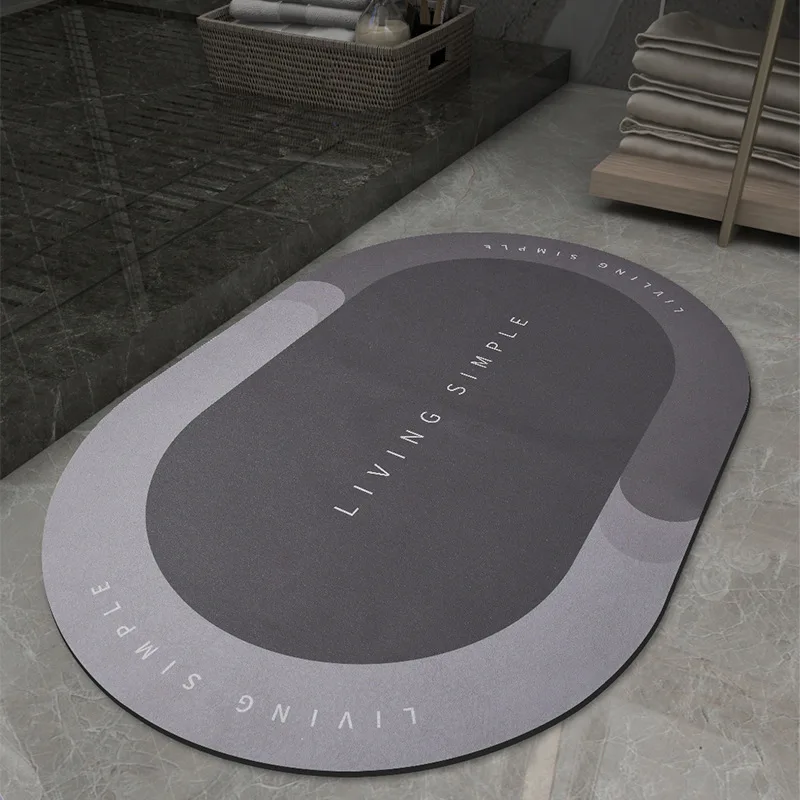 

Floor Mat Oval Bathroom Absorbent Foot Mat Toilet Bathroom Door Carpet Household Bathroom Bedroom Kitchen Mat