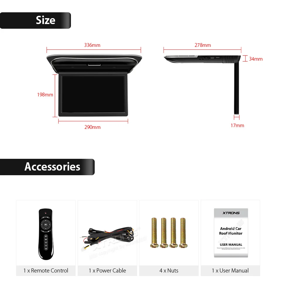 Сверхтонкий Автомобильный плеер XTRONS 11 6 дюйма HD-разрешение подвесной динамик