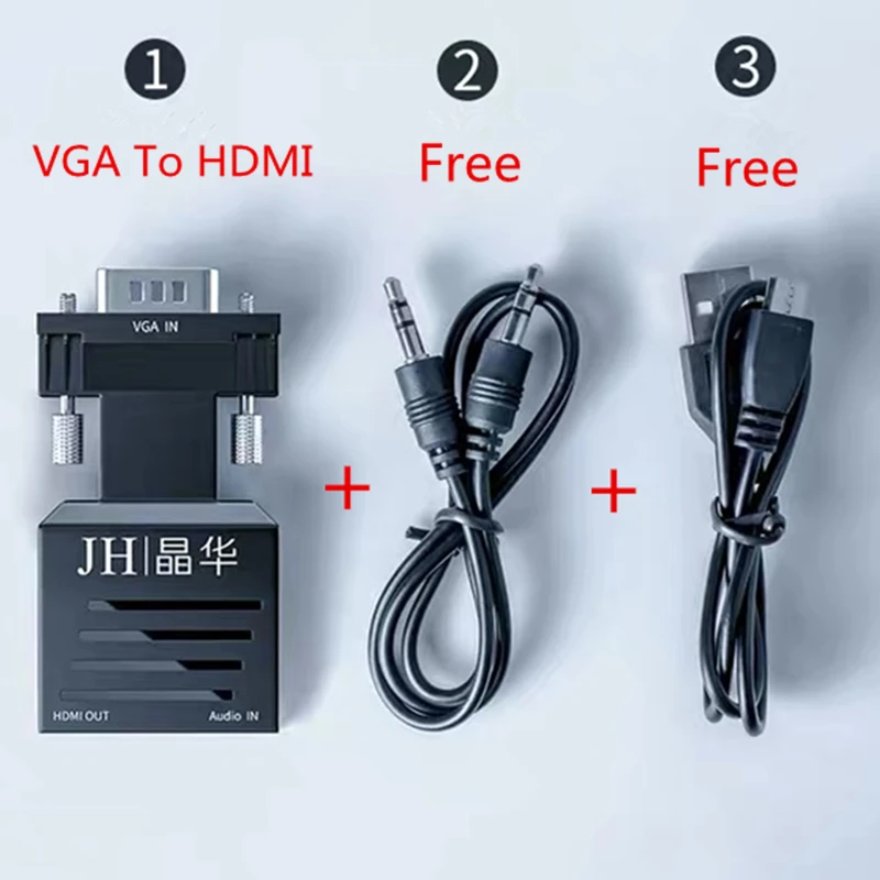 Переходник VGA (штекер) на HDMI (гнездо) разветвитель 1 3 с аудио 5 мм + переходник
